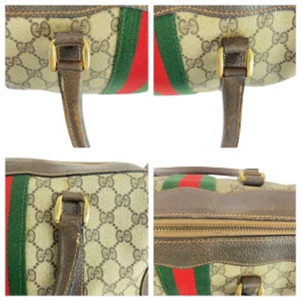 Gucci Sherry Beige Brown GG Supreme Canvas Leather Handbag - Picture 5 of 9